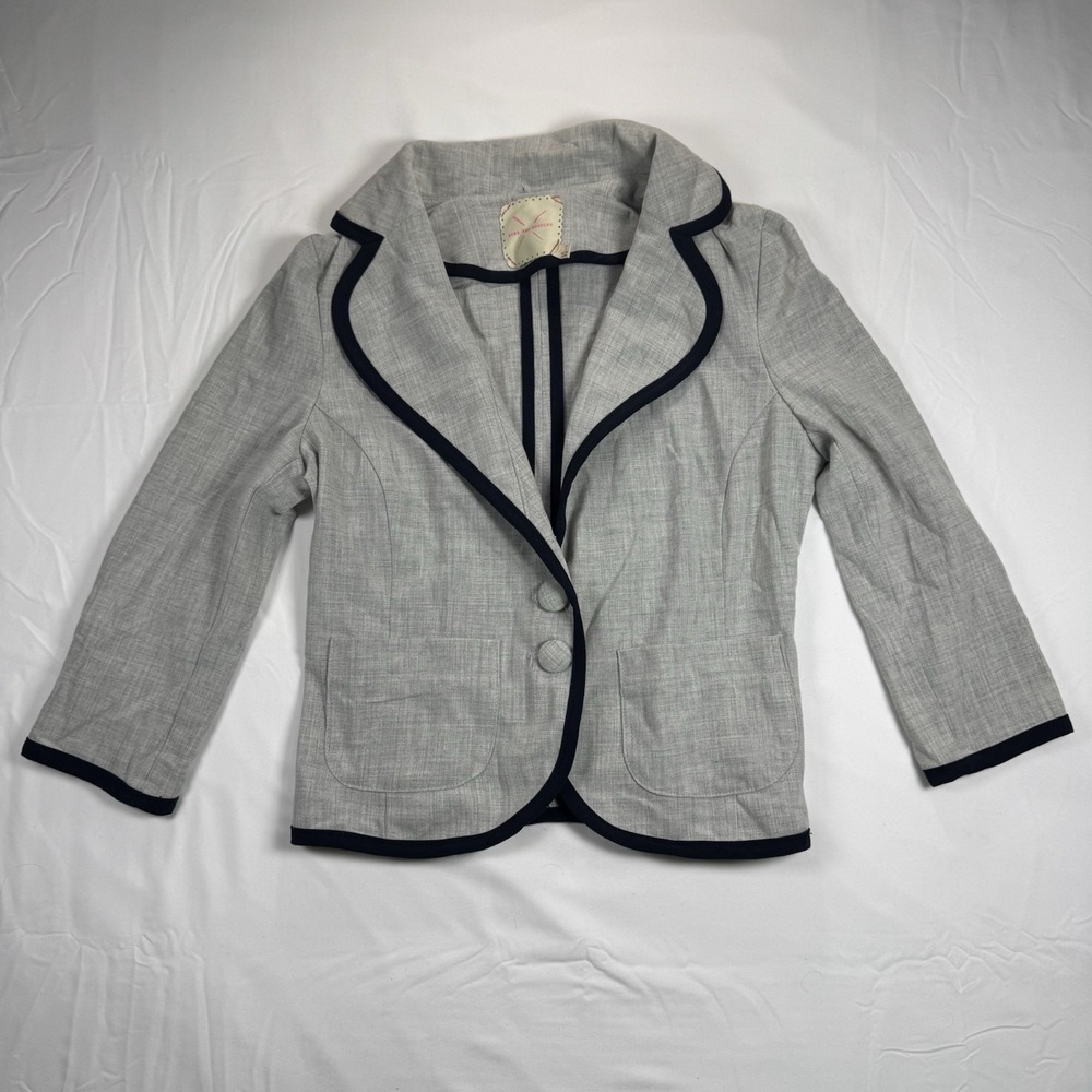 Urban Outfitters S Pins and Needles Brand Stylish Gray Blazer with Navy Piping